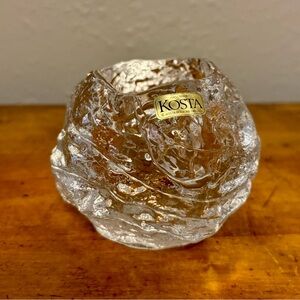 Kosta Boda Crystal Snowball votive candle holder Art Glass